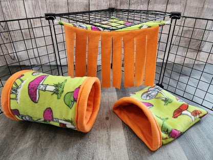Custom Fleece Corner Hideaway Curtain for Small Pet Cages – Washable Bedding
