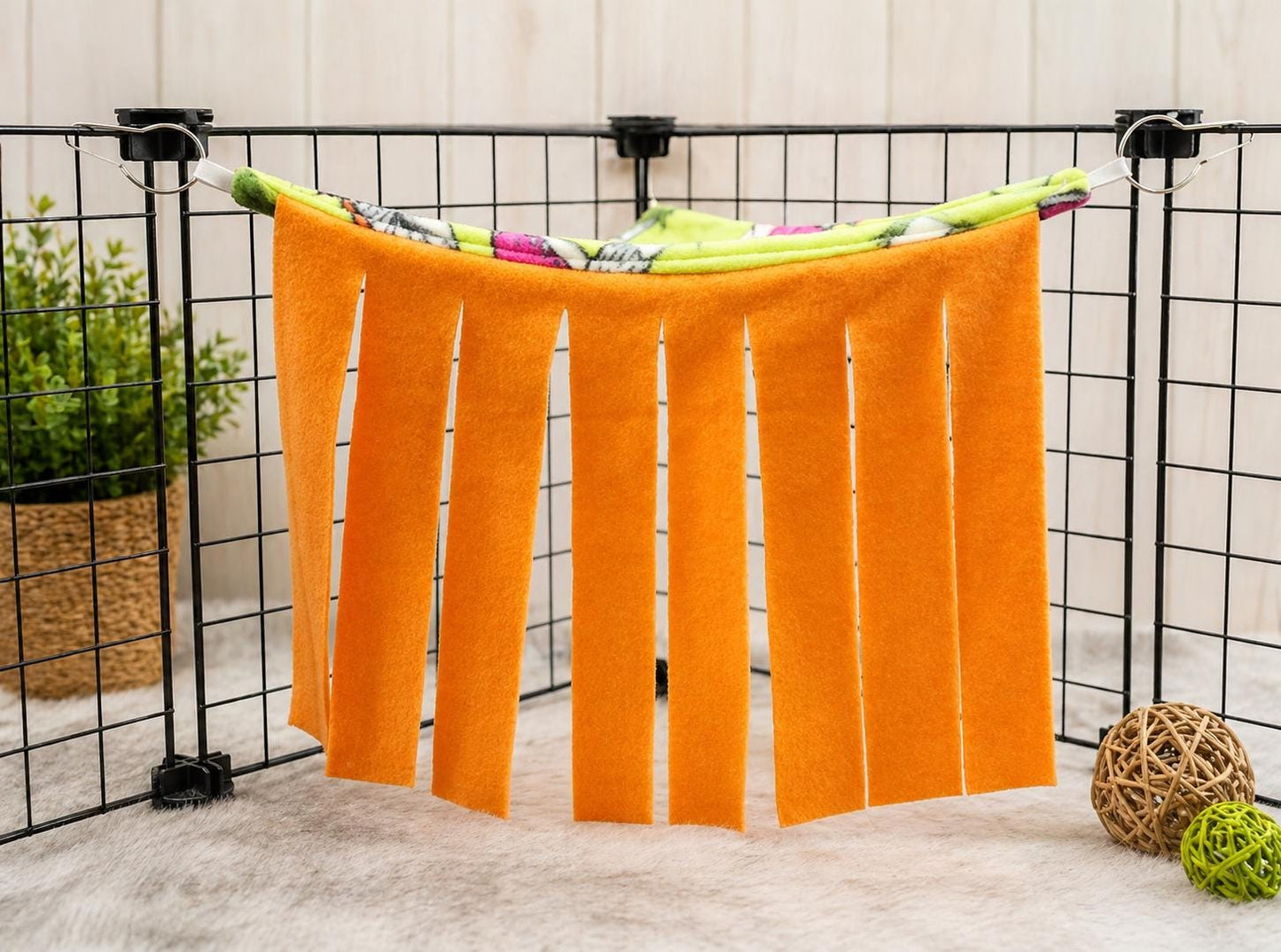 Custom Fleece Corner Hideaway Curtain for Small Pet Cages – Washable Bedding