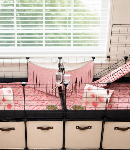 Custom Fleece Corner Hideaway Curtain for Small Pet Cages – Washable Bedding