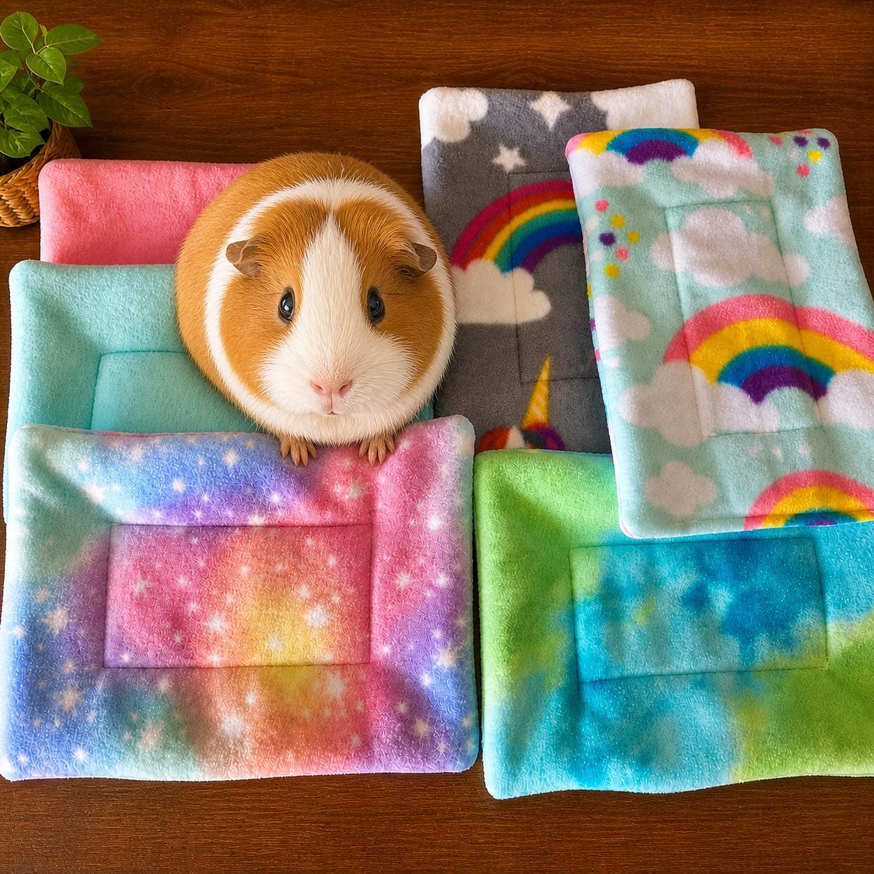 Custom Fleece Potty Pads Set of 2: Absorbent Guinea Pig, Hedgehog Cage Liner
