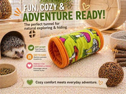 Give your small pets the cozy hideaway they deserve with this Guinea Pig Tunnel Bed, designed for comfort, play, and stress-free snuggling. This soft tunnel creates the perfect safe space. This washable small animal hideout is ideal for guinea pigs, hedgehogs, ferrets, chinchillas, and other small pets.
Features reinforced, structured openings on both ends to help it stay open, making it easy for your pets to enter, exit, and explore. It’s perfect for playtime or nap time.