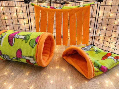 Give your small pets the cozy hideaway they deserve with this Guinea Pig Tunnel Bed, designed for comfort, play, and stress-free snuggling. This soft tunnel creates the perfect safe space. This washable small animal hideout is ideal for guinea pigs, hedgehogs, ferrets, chinchillas, and other small pets.
Features reinforced, structured openings on both ends to help it stay open, making it easy for your pets to enter, exit, and explore. It’s perfect for playtime or nap time.