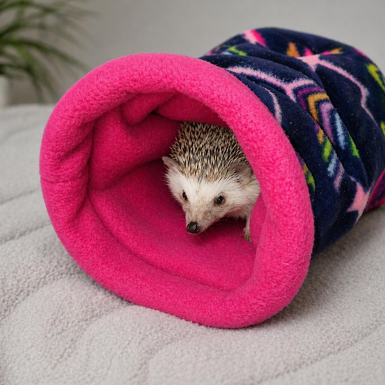 Give your small pets the cozy hideaway they deserve with this Guinea Pig Tunnel Bed, designed for comfort, play, and stress-free snuggling. This soft tunnel creates the perfect safe space. This washable small animal hideout is ideal for guinea pigs, hedgehogs, ferrets, chinchillas, and other small pets.
Features reinforced, structured openings on both ends to help it stay open, making it easy for your pets to enter, exit, and explore. It’s perfect for playtime or nap time.