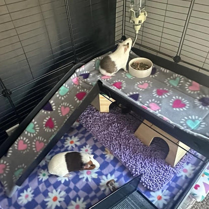 Guinea Pig Fleece Cage Liner: Kavee Loft with Attached Ramp (14x28)