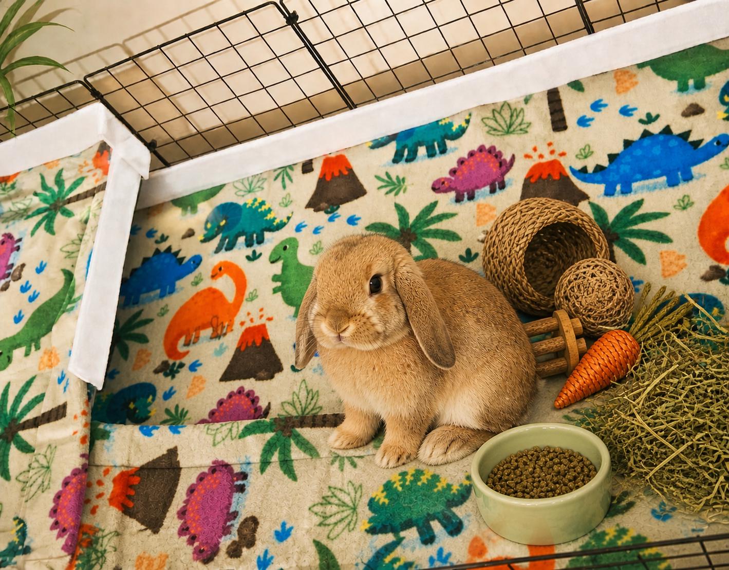 Guinea Pig Fleece Cage Liner: Kavee Loft with Attached Ramp (14x28)