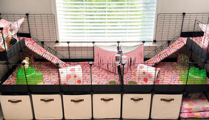 Guinea Pig Fleece Cage Liner: Kavee Loft with Attached Ramp (14x28)