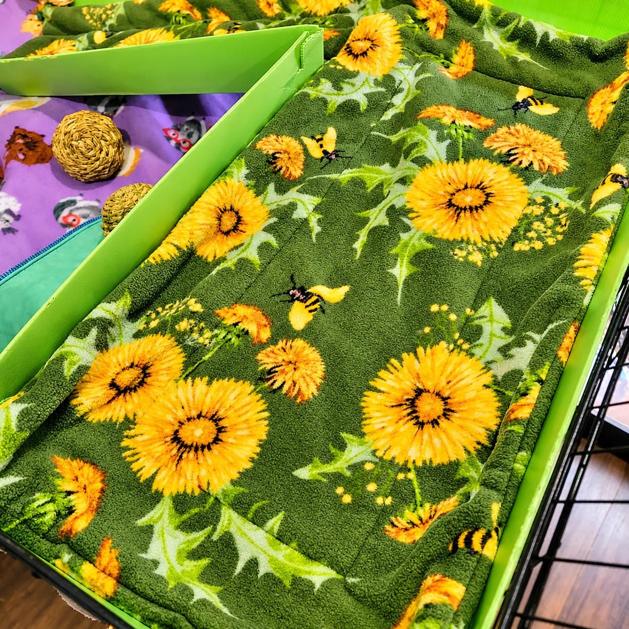 Guinea Pig Fleece Cage Liner: Kavee Loft with Attached Ramp (14x28)
