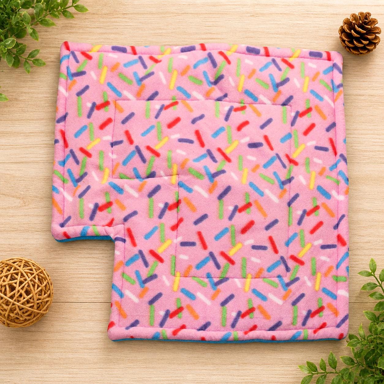 Guinea Pig Fleece Cage Liner: Wide Loft, Ramp Notch - 28x28"