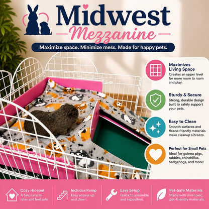 Guinea Pig Fleece Cage Liner with Ramp: Midwest Mezzanine, C&C Cage
