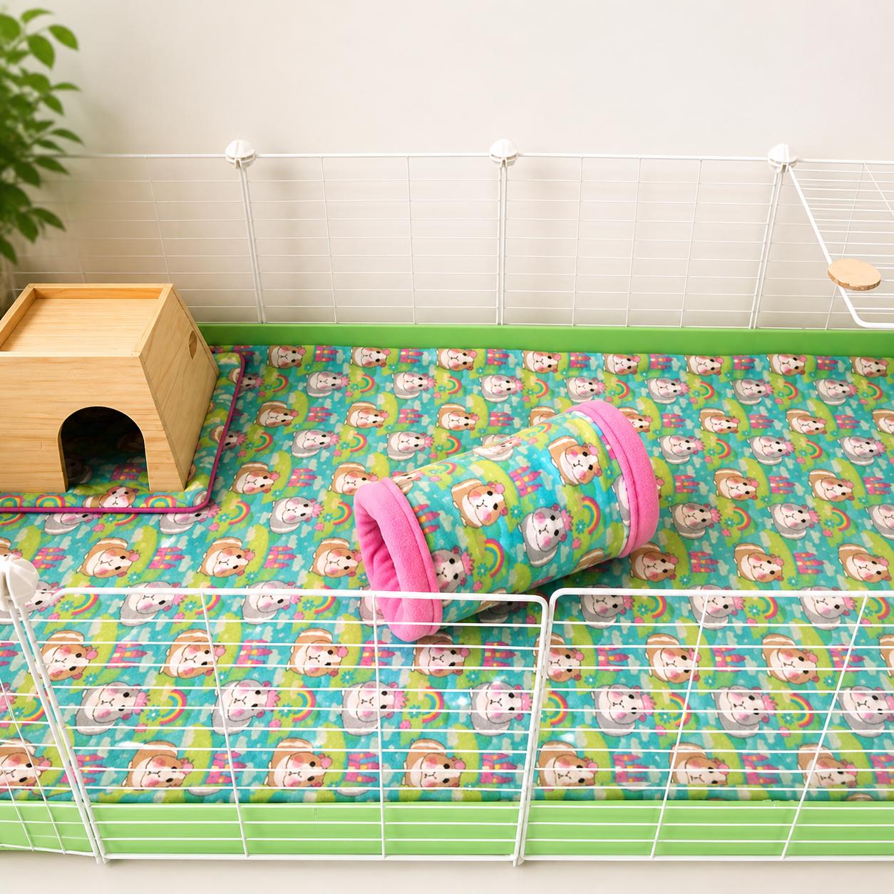 Guinea Pig Fleece Pee Pads: Absorbent Washable Cage Liner Set (2x)