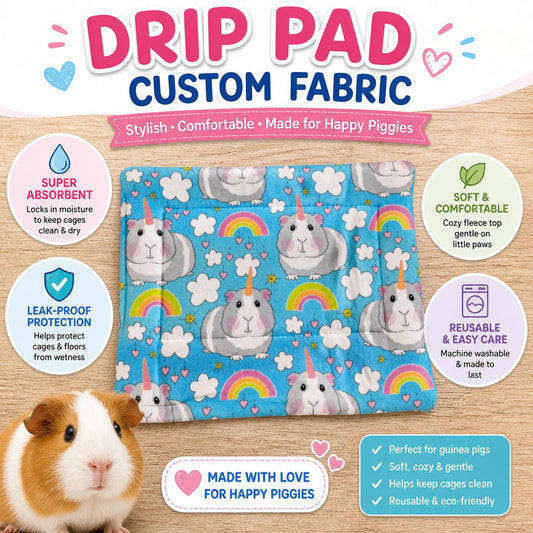 Guinea Pig Fleece Pee Pads: Absorbent Washable Cage Liner Set (2x)
