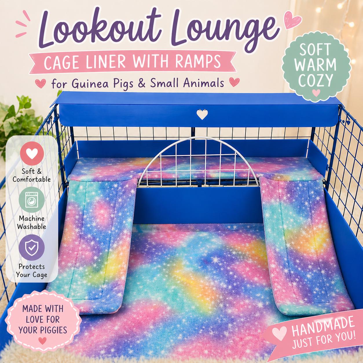 Lookout Lounge Cage Liner with Ramps for Guinea Pig Cage: 28x8 and 15x7