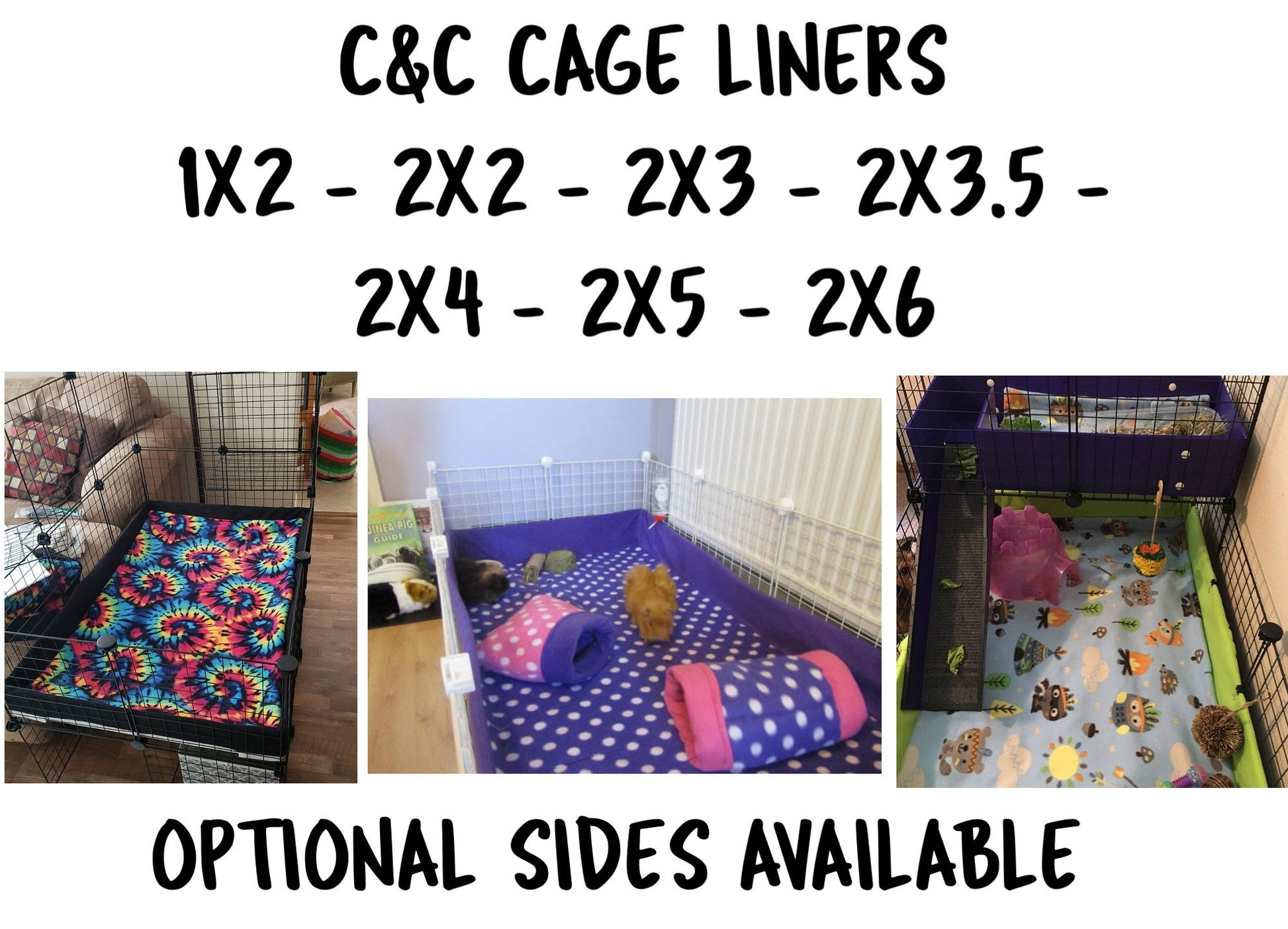 Custom fleece C&C Cage Liner - 1x2 2x2 2x3 2x4 2x5 Liner - Fleece Cage Liner Guinea Pig Cage Liner Hedgehog Absorbent Fleece valentine's day