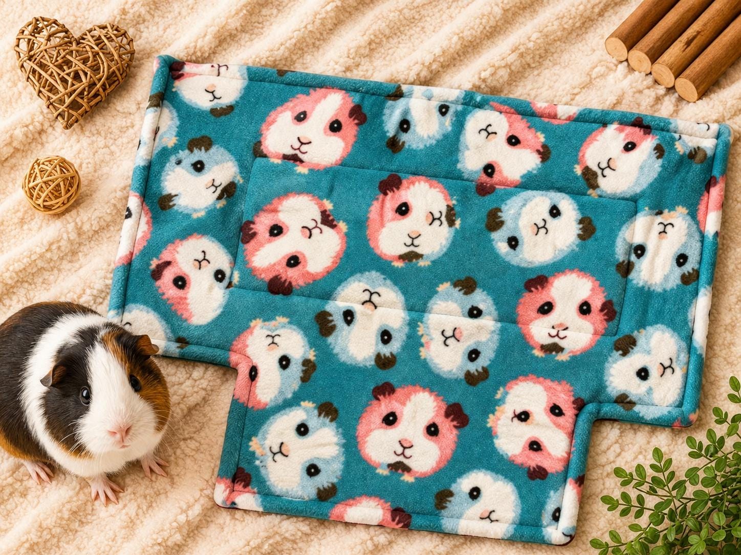 28"x28" 2x2 Loft Pad Ramp Cutouts Custom Washable Fleece Guinea Pig Cage Liner C&C Bedding Absorbent U-Haul Pad 2x3 2x4 2x5 2x6 Midwest rat