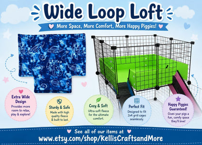 28"x28" 2x2 Loft Pad Ramp Cutouts Custom Washable Fleece Guinea Pig Cage Liner C&C Bedding Absorbent U-Haul Pad 2x3 2x4 2x5 2x6 Midwest rat